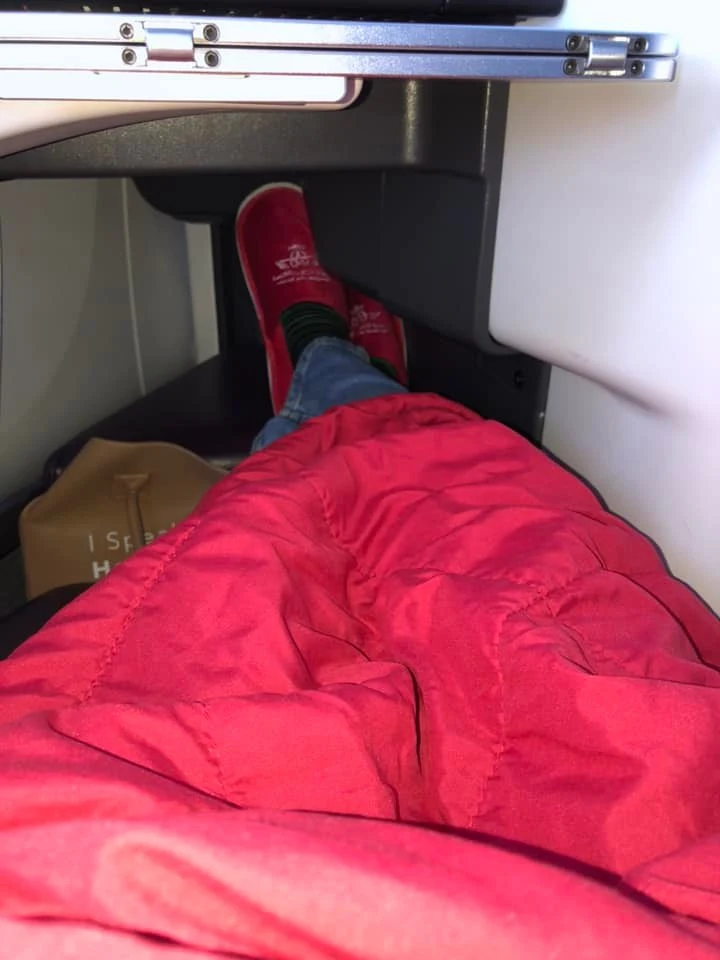 royal air maroc business class fully flat bed with RAM slippers