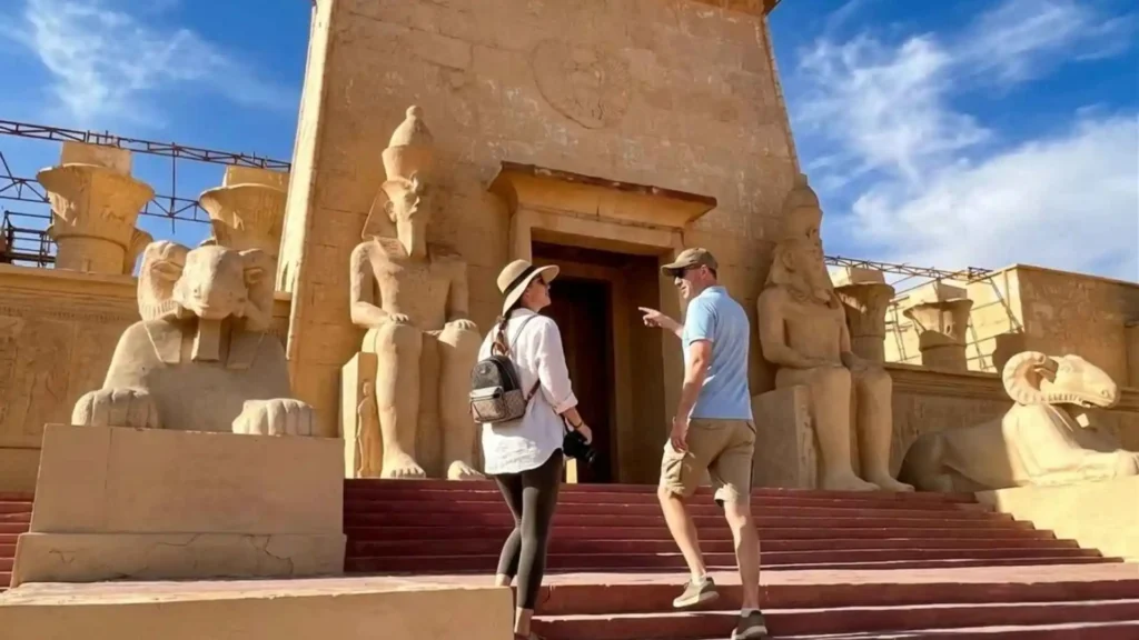 Tourists visiting Atlas Studios in Ouarzazate Morocco, the base city for Marathon des Sables participants