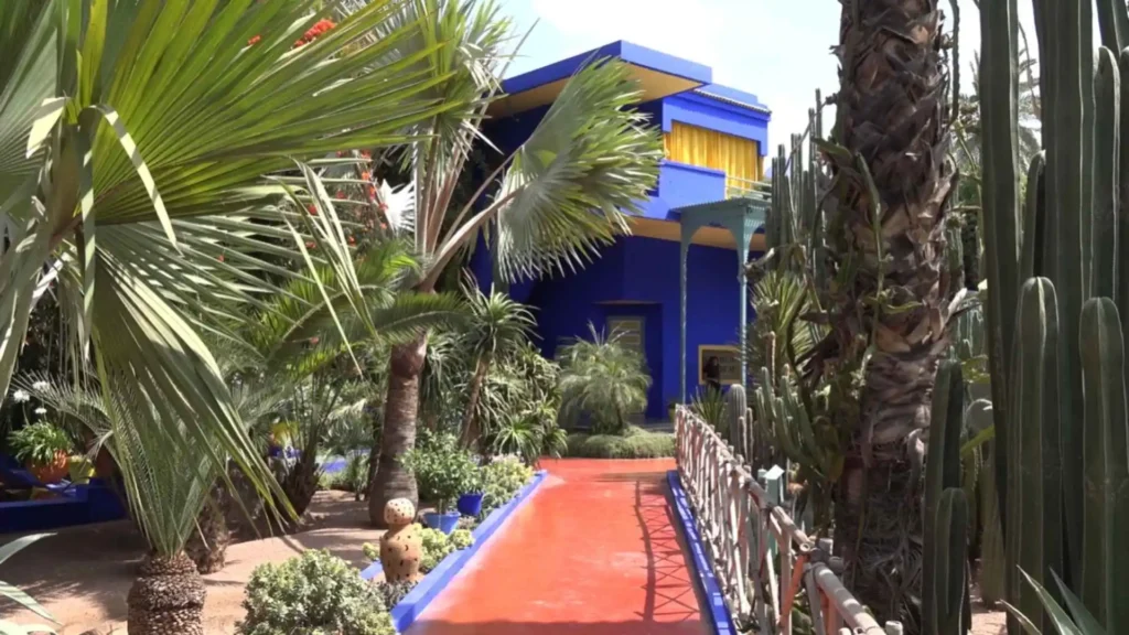 The cobalt-blue villa and tropical plants of Majorelle Garden in Marrakech — the best time to visit Morocco Marrakech is from October through May